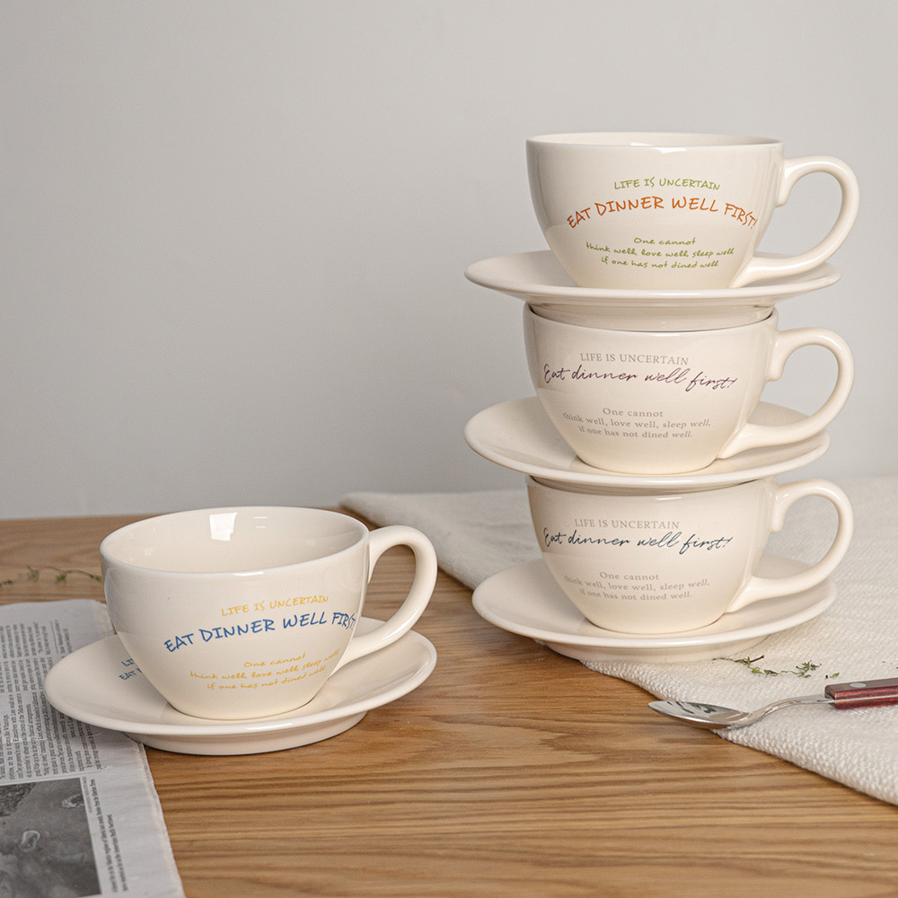 시라쿠스 뉴욕 레터 레터링 카페라떼잔 세트 320ml x 4종 세트, 버건디, 네이비, 오렌지, 블루, 1세트 85,360원