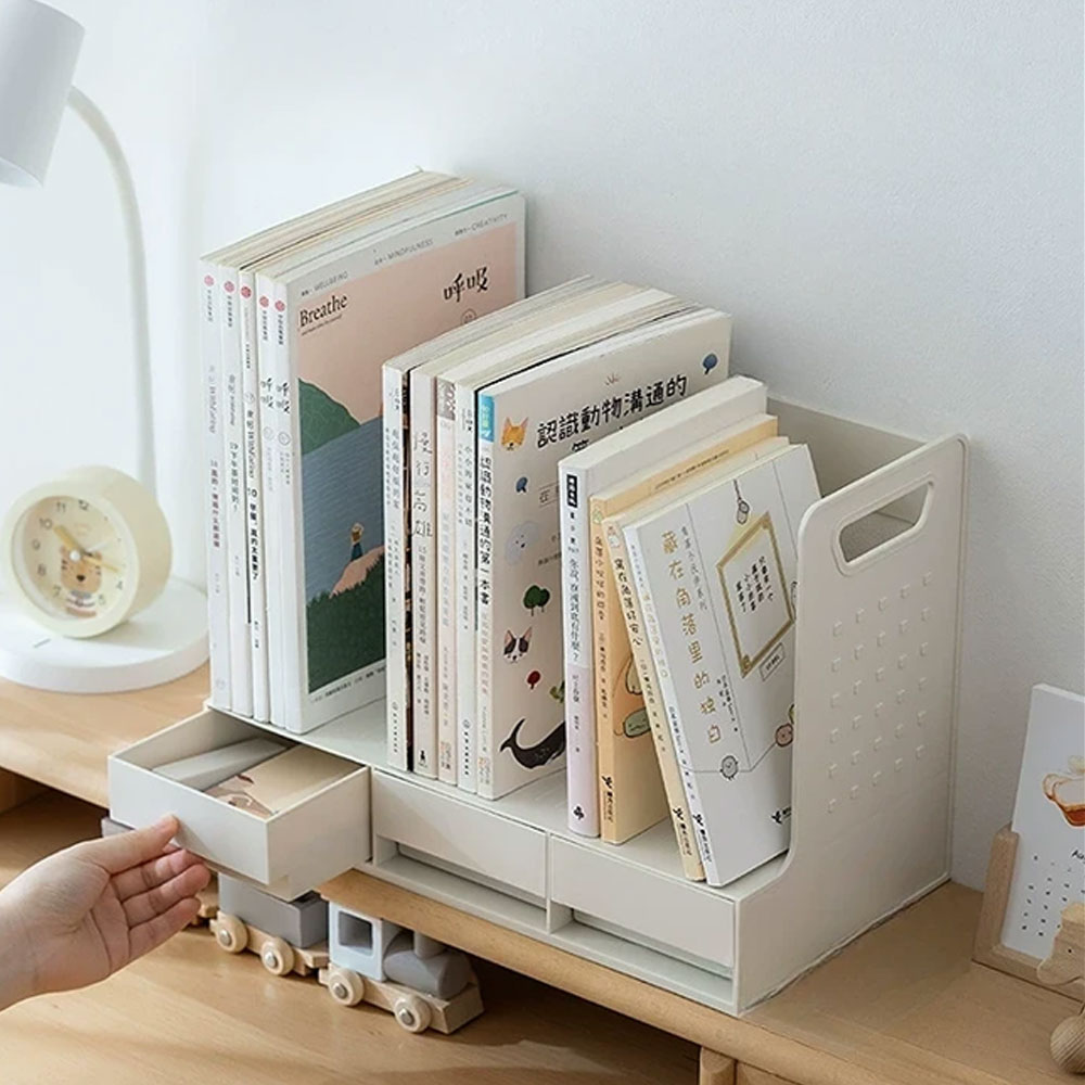 라운드월 3단 책꽂이 서랍형 펜꽂이 데스크 정리함 다기능 수납 북엔드, 화이트 17,680원