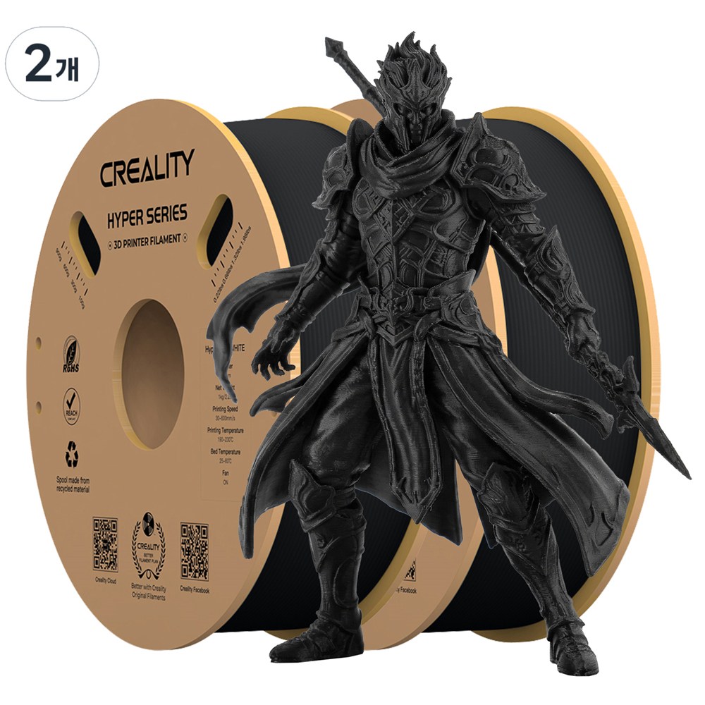 크리얼리티 CREALITY Hyper PLA 3D 프린터 고속 프린팅 소모품 소모품 부품 1.75mm, 블랙+블랙 37,900원