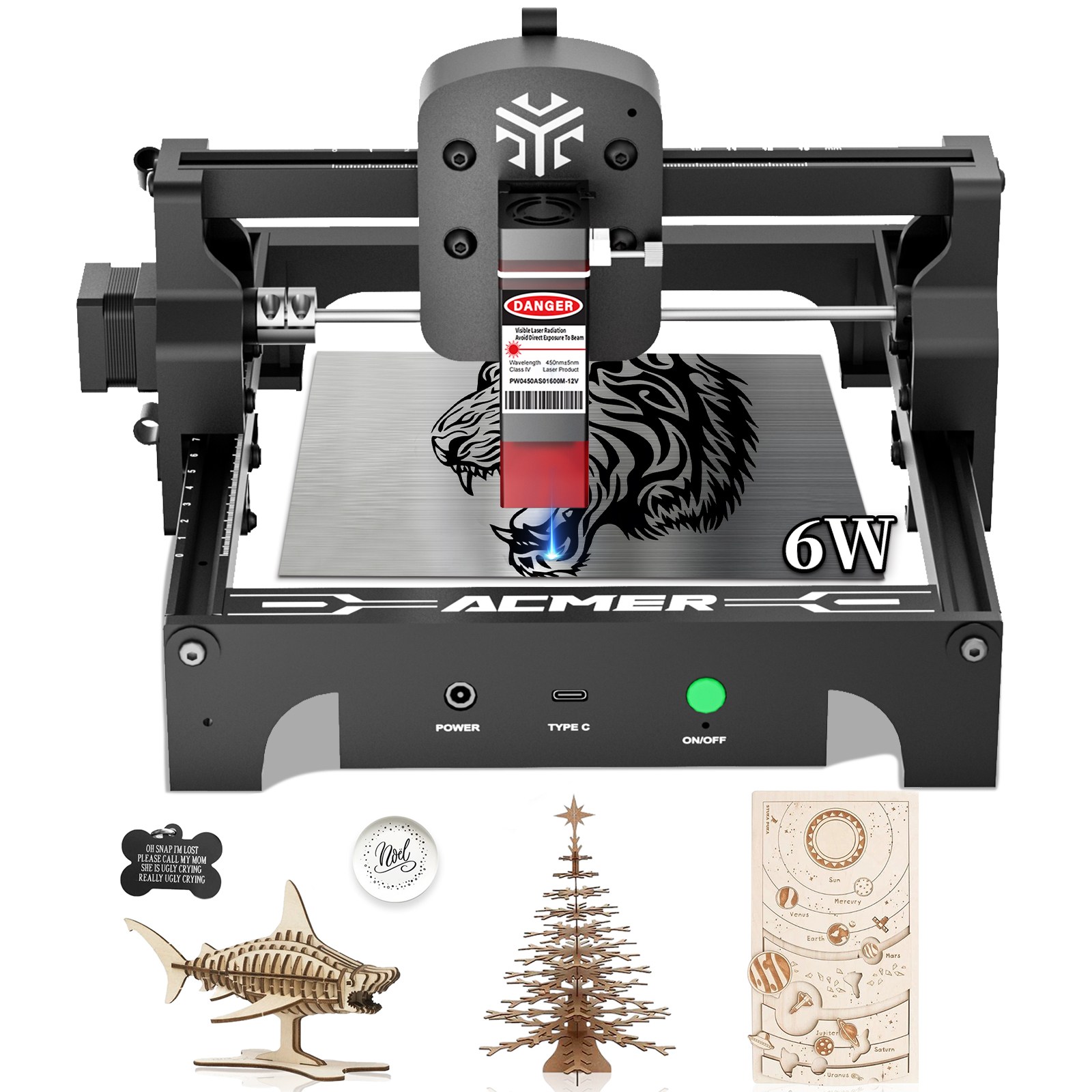 ACMER 휴대용 미니 커팅기 레이저 각인기 조각기 마킹기 나무 금속 유리 가죽 플라스틱 조각 S1 6W 189,000원