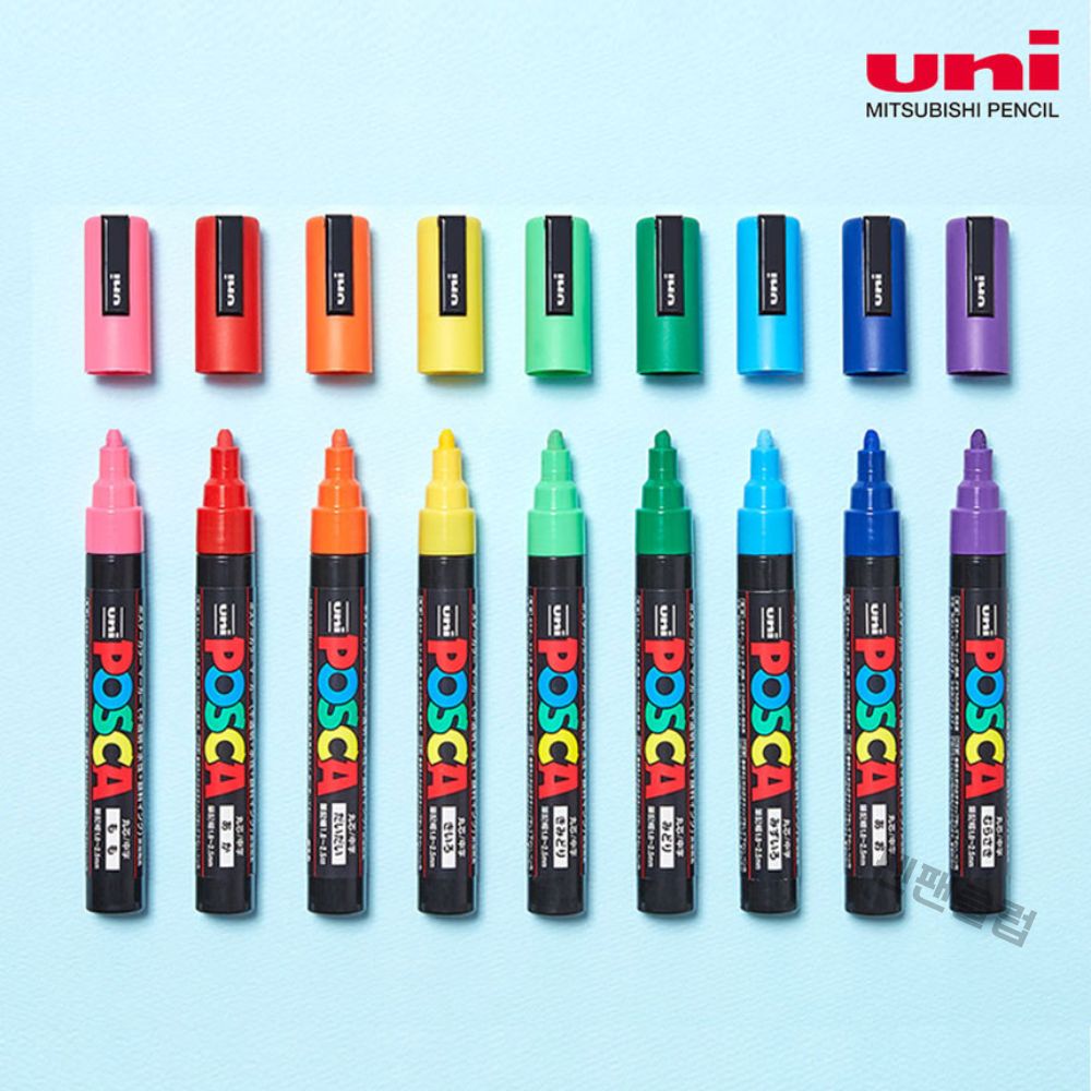 유니 포스카 마카 5M POSCA 형광 칼라 수성 페인트 아크릴 윈도우마카, 레드(15) 2,400원
