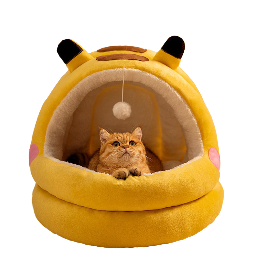 슈퍼인 반밀폐 고양이 강아지 겸용 이중 쿠션 넥가드 숨숨집 침대, 1개, 옐로우 32,880원