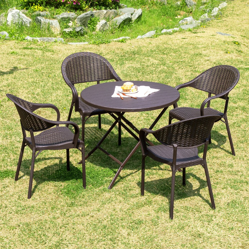 아르망 900 원형 버디 4인 야외 테이블 세트, 브라운 198,500원