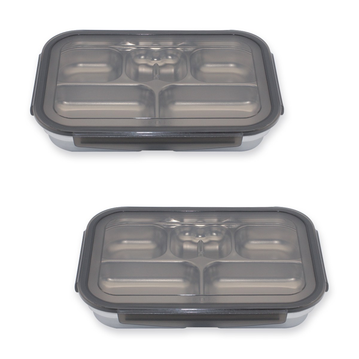 1+1 올품락 간편한끼 스텐 다이어트 직사각 5구 뚜껑 식판, 그레이, 2세트 19,900원