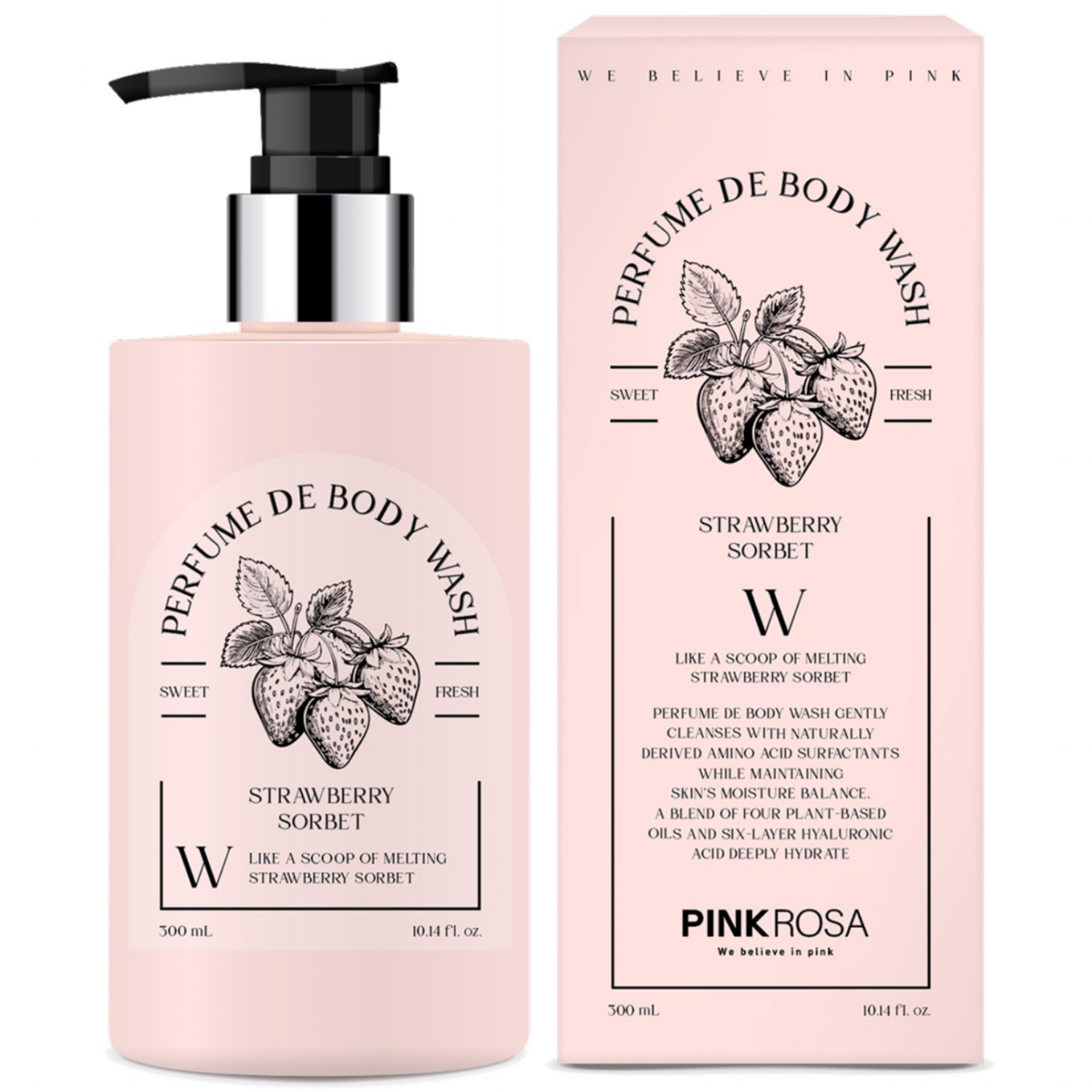 핑크로사 퍼퓸 드 바디워시 스트로베리 소르베, 300ml, 1개 16,290원