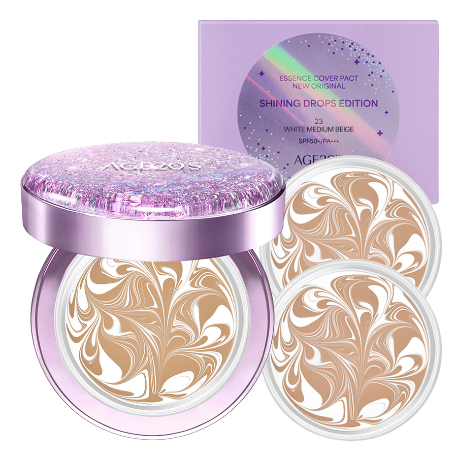 에이지투웨니스 뉴 오리지널 샤이닝 드롭스 에디션 에센스 커버 팩트 퍼플 12.5g 본품 + 리필 2p 세트 28,900원