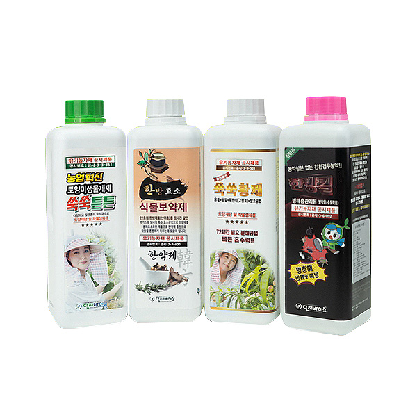 순수국산 / 유기농자재 4종세트 / 쑥쑥튼튼 / 곰팡이병 / 병해충관리 / 한방효소, 4개, 1L 60,000원