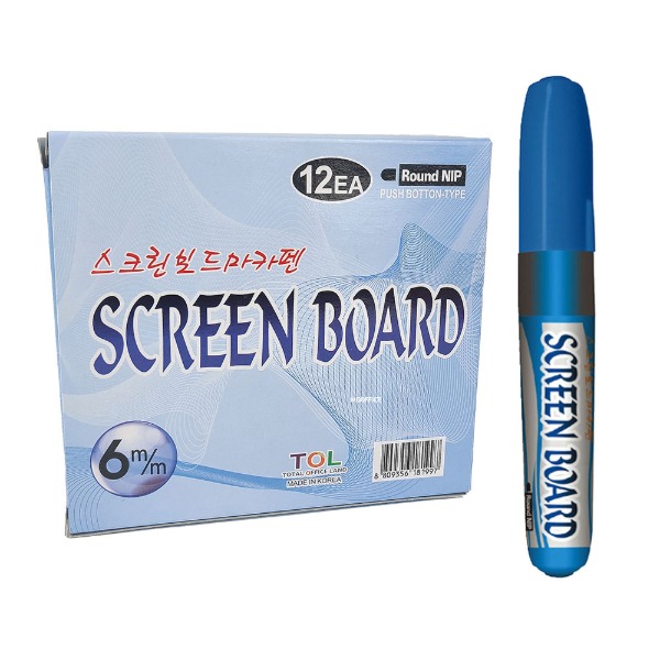 (TOL)무한리필 보드마카펜 파랑 12자루X1타 스크린보드마카펜 무광 22,900원