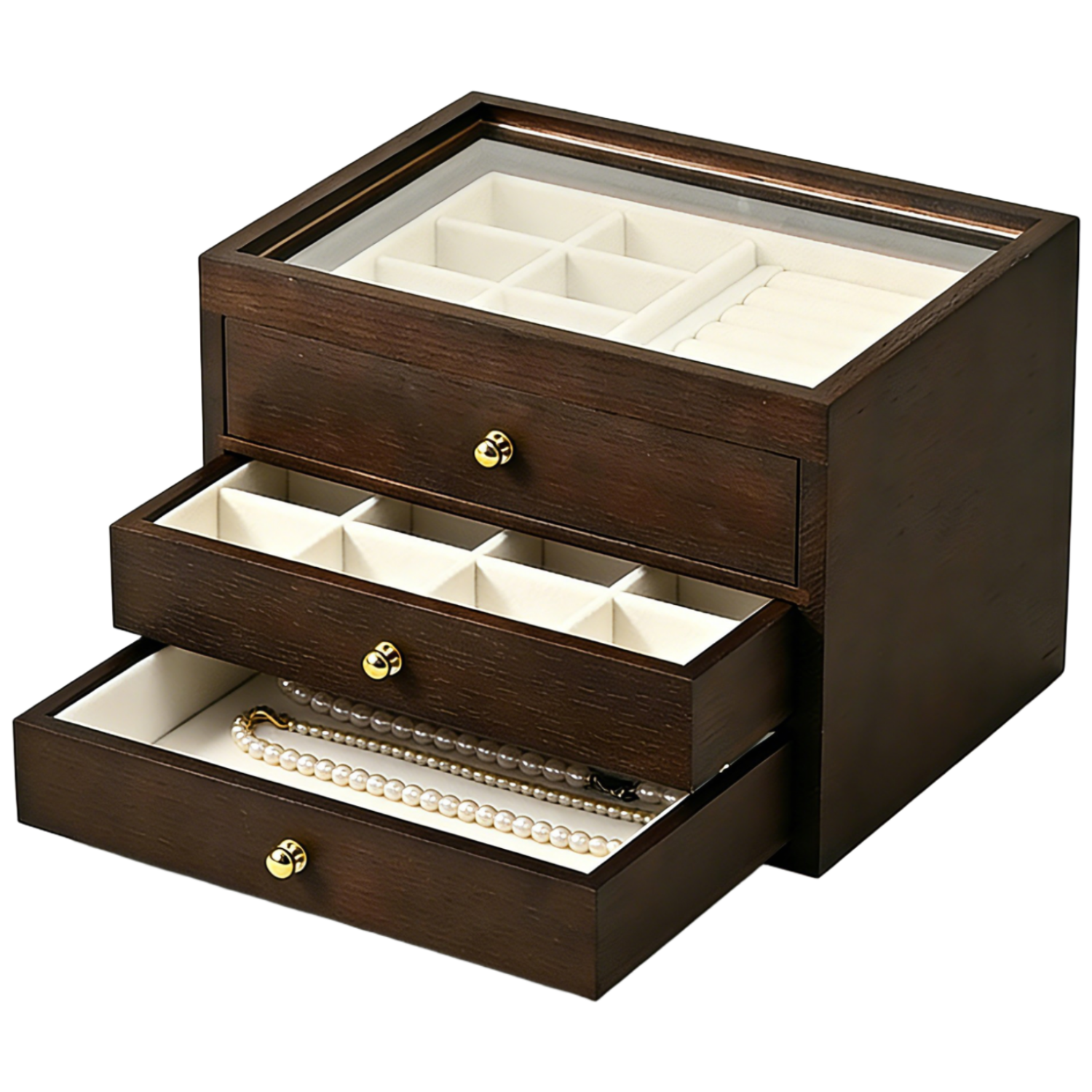 FANXI 고급 원목 대용량 보석 보관함 3단/5단 악세사리보관함 케이스 우드 주얼리 중형 정리함 결혼선물 귀걸이 반지 박스 목걸이 정리용 판매 화장대 정리 친구선물, 1개, X07802,3단브라운 75,600원