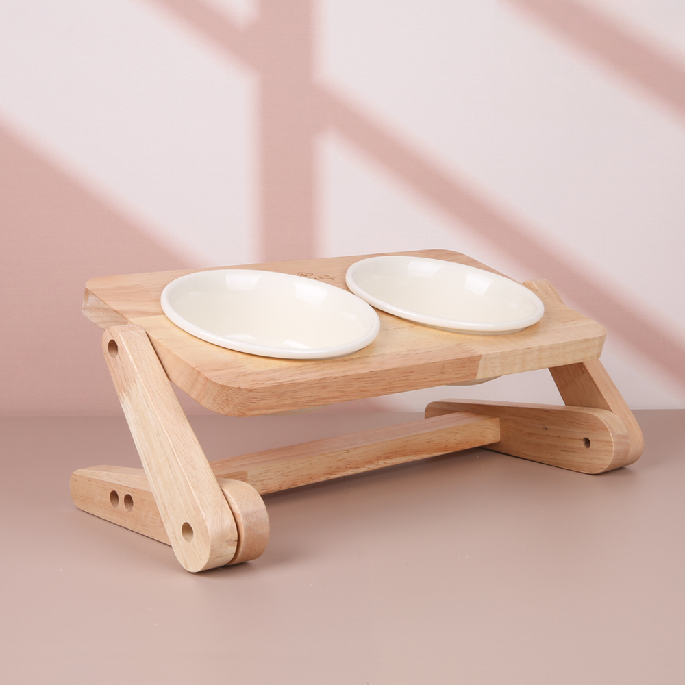 애구애구 반려동물 자유조절 원목식기 2구, 베이지, 1개 24,900원