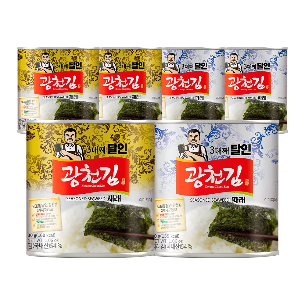 광천김 3대째 달인 재래 캔김 3캔 + 파래 캔김 3캔 24,900원