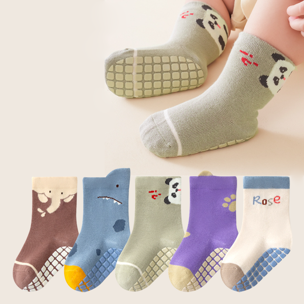 아이뿜 아기양말 뽀작 동물 미끄럼방지 키즈카페 양말 5족 세트 JB02 10,900원