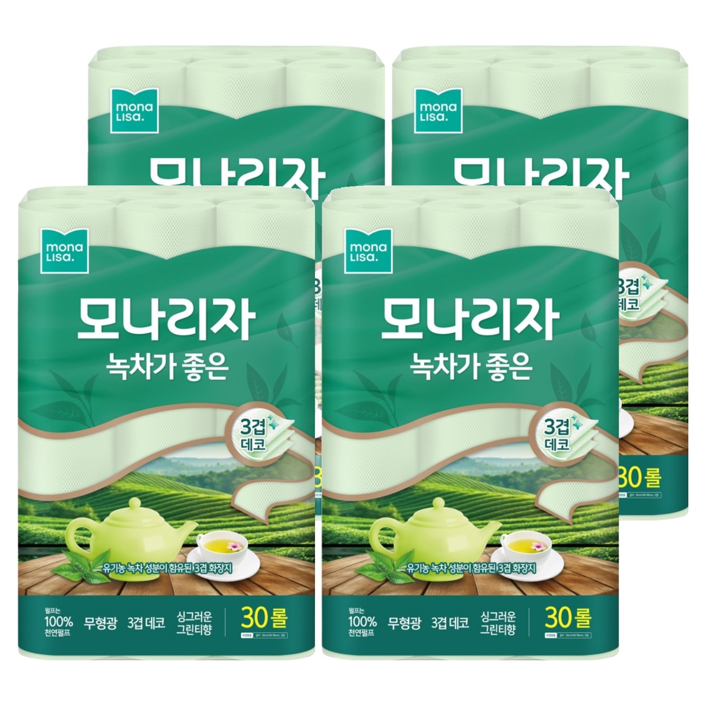 모나리자 녹차가 좋은 천연펄프 3겹 롤화장지, 30m, 30개입, 4개 51,770원