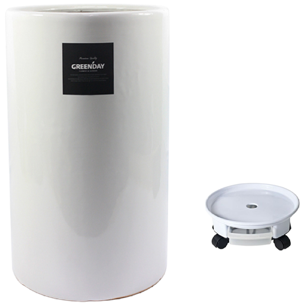 그린데이 도자기 롱 원통 화분 - 플랜테리어 공간 인테리어 분갈이 롱 디자인 대형 화분, 1개, 화이트 51,900원