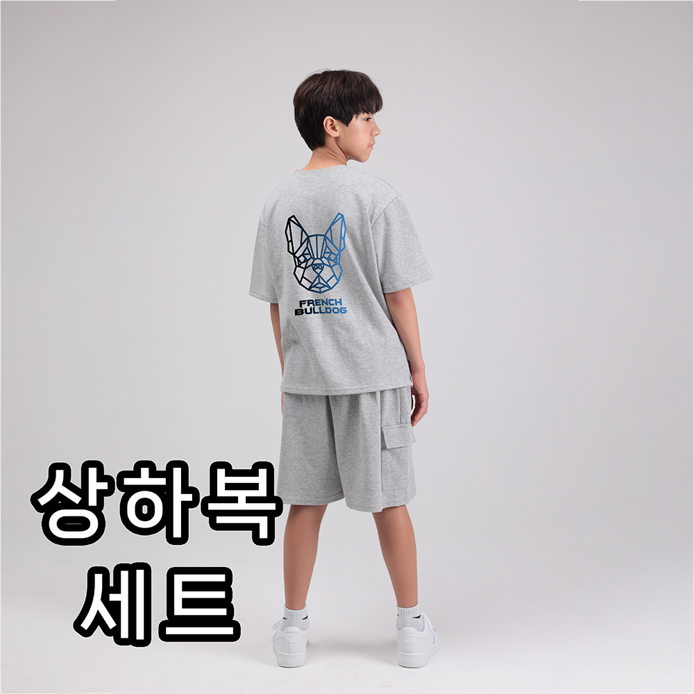 국내 생산 마고 주니어 그라데이션 불독 라운드 반팔 카고 반바지 세트 키 140 150 160 170 29,900원