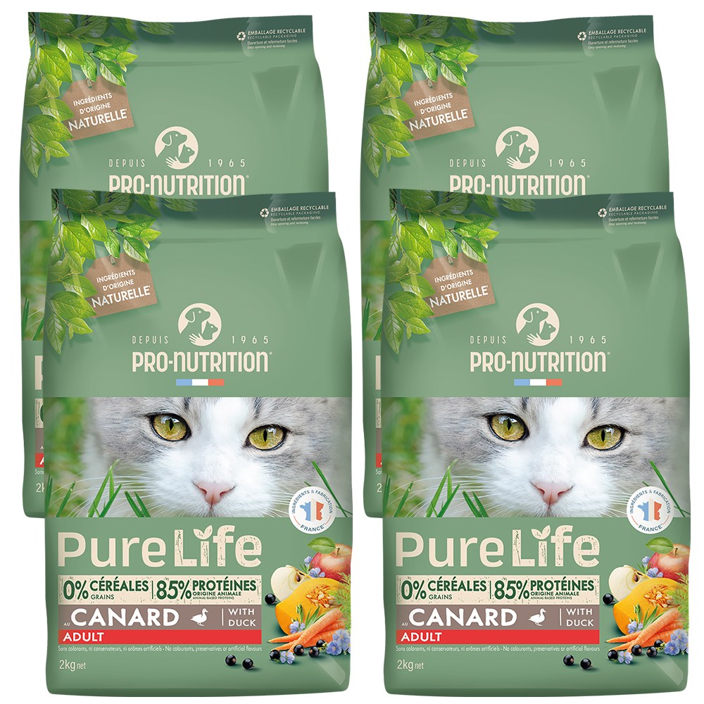 퓨어라이프 캣 어덜트 오리 그레인프리 저알러지 기호성 고양이사료, 2kg, 4개, 닭+오리 136,000원