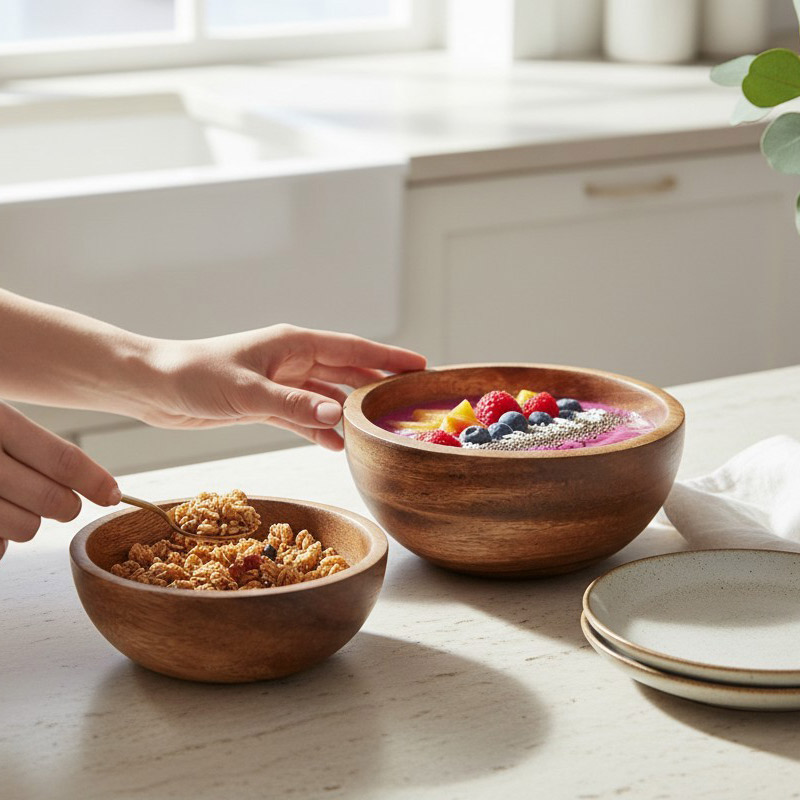 Holin 아카시아 통원목 수제 우드 공기대접 세트, 1인조, 1개 15,900원