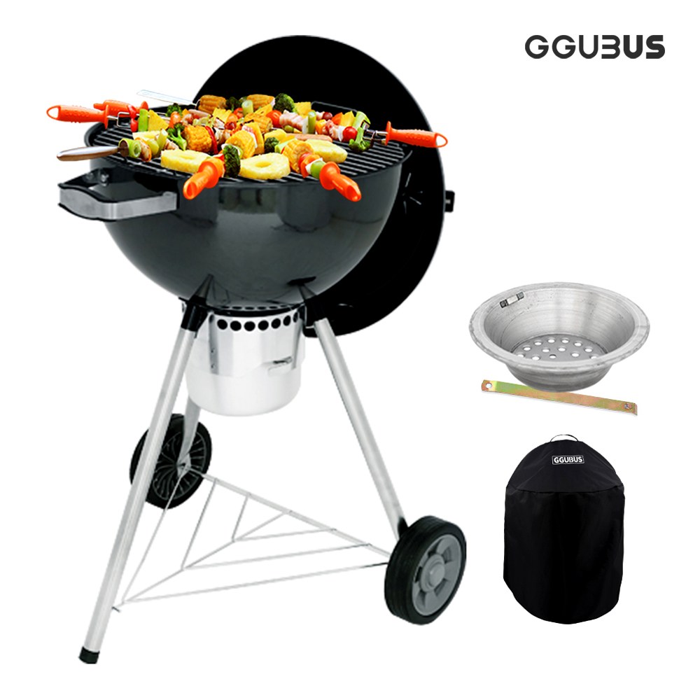 꾸버스 골든블루 57 원형 바베큐그릴+숯통+커버 SET 훈제 직화 숯불 화로 펜션 캠핑 가정용 업소용 300,000원