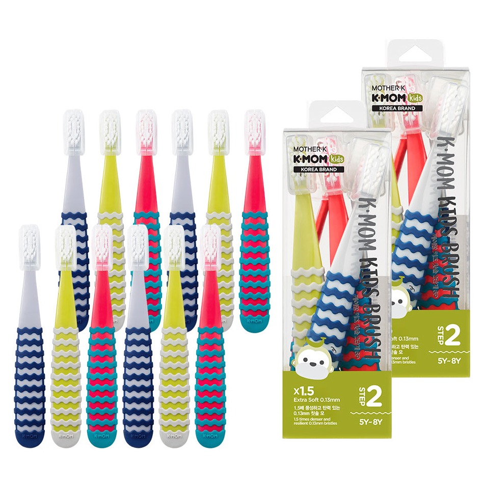 케이맘 키즈 칫솔 2단계, 캔디핑크 + 스트라이크그레이 + 애플라임, 6개입, 2세트 17,130원