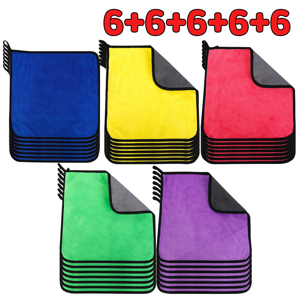 세차타월 세차용 타월과 차량 청소용 천은 얼룩을 남기지 않으며 세차타올 양면으로 도톰한 산호 양털 소재로 제작되었습니다, 30개, 보라색-노란색-파란색-초록색-분홍색 30x60cm 33,990원