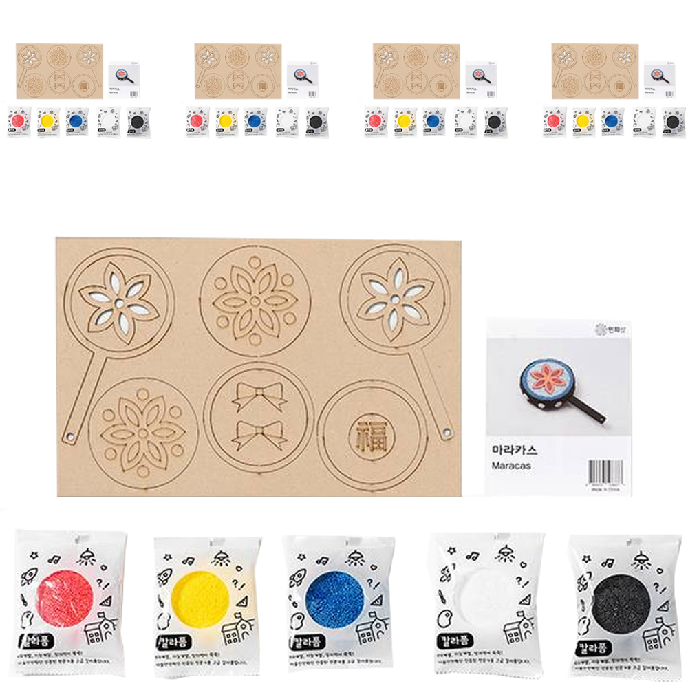 민화샵 칼라폼 클레이 마라카스 쉐이커 만들기 세트, 빨강, 파랑, 노랑, 흰색, 검정(클레이), 5세트 16,910원