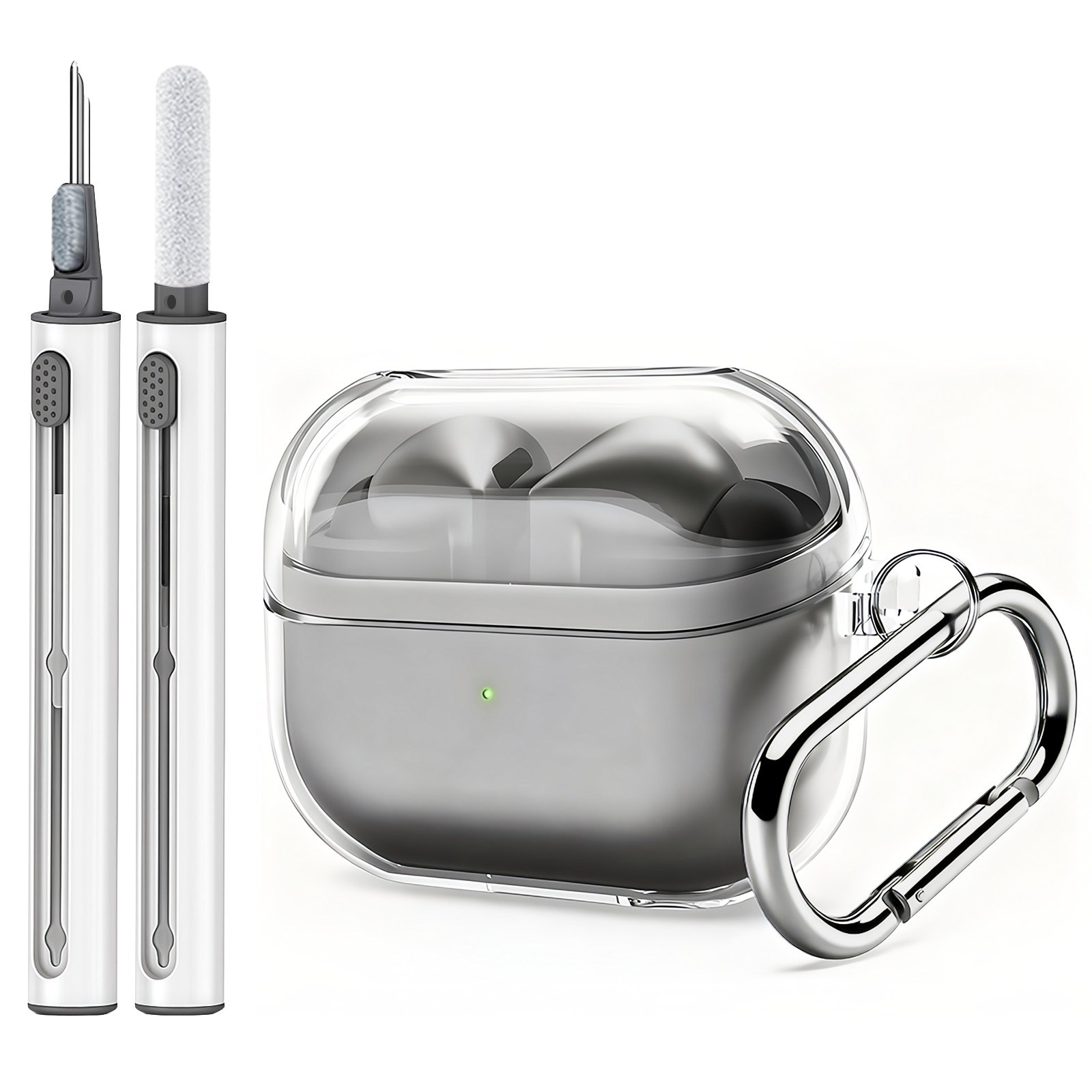 Seefer 갤럭시 버즈 투명 TPU 케이스 변색방지 내구성 보호 케이스 방진 스크래치 방지 내마모 갤럭시 버즈 기본형 프로용 + 카라비너 + 2 in 1 청소 키트, 현재가 7,110원