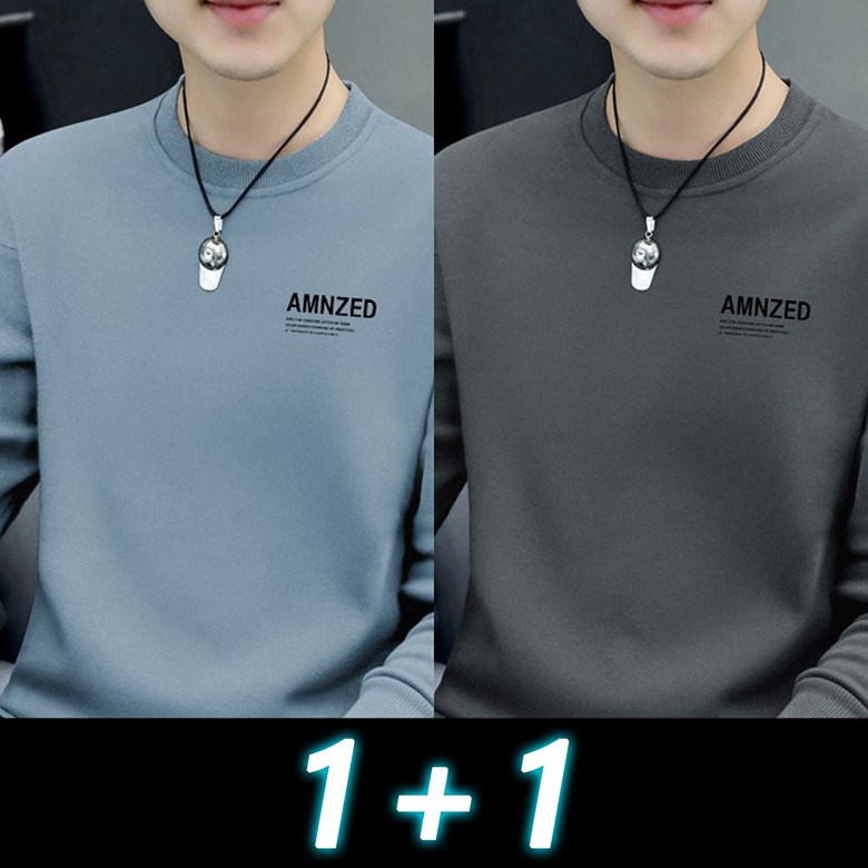 JUSTFEELING 1+1 /2P 세트 남성 맨투맨 티 긴팔 티셔츠 남녀공용  라운드넥  티  봄 가을 이너티 빅사이즈 남자티셔츠 D10U 22,900원