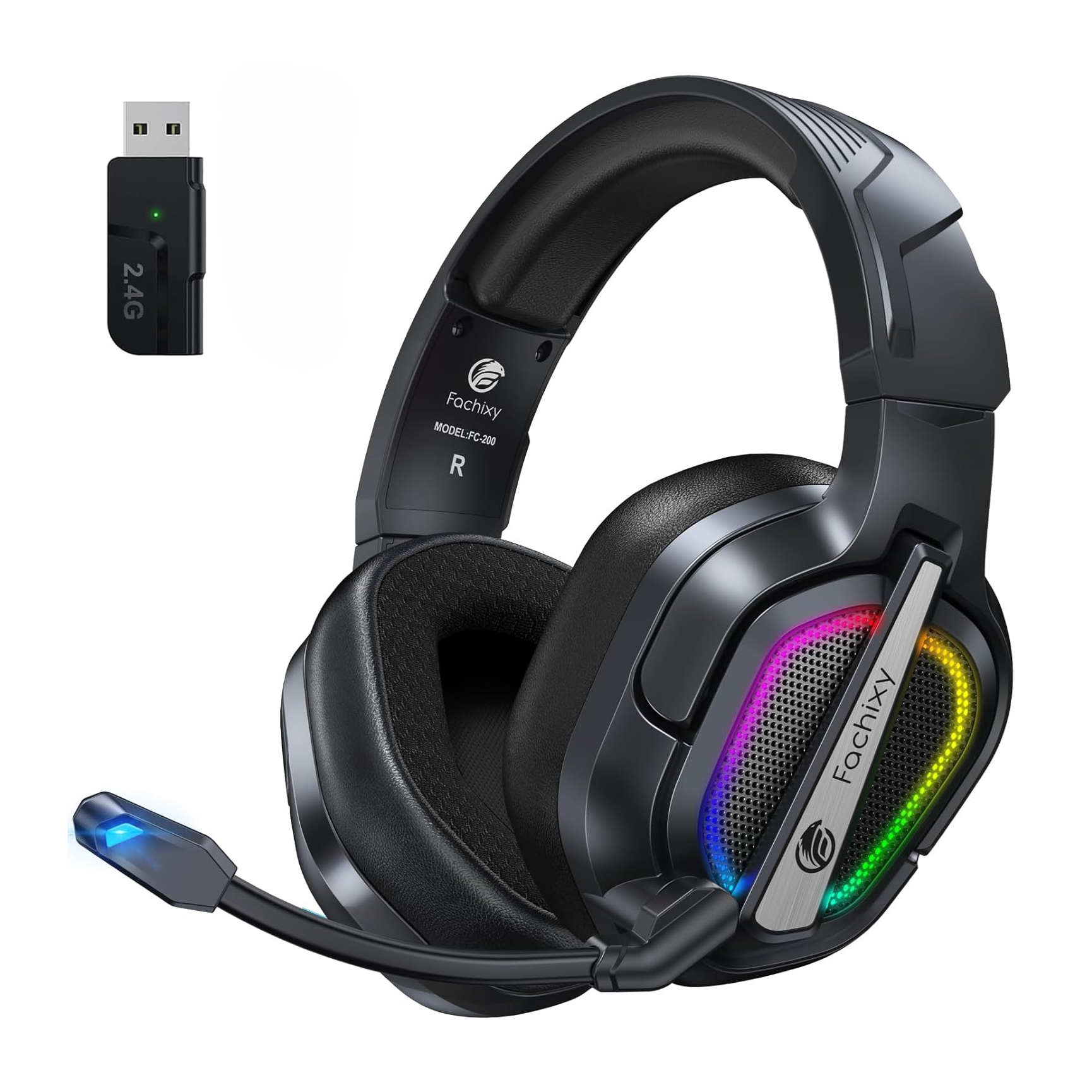 파치시 무선 게이밍 헤드셋 FC200 가상 7.1 채널 3D 서라운드 사운드 RGB 노이즈 캔슬링 마이크 2.4G 블루투스 헤드폰 1200mAh 대용량 배터리 37,900원
