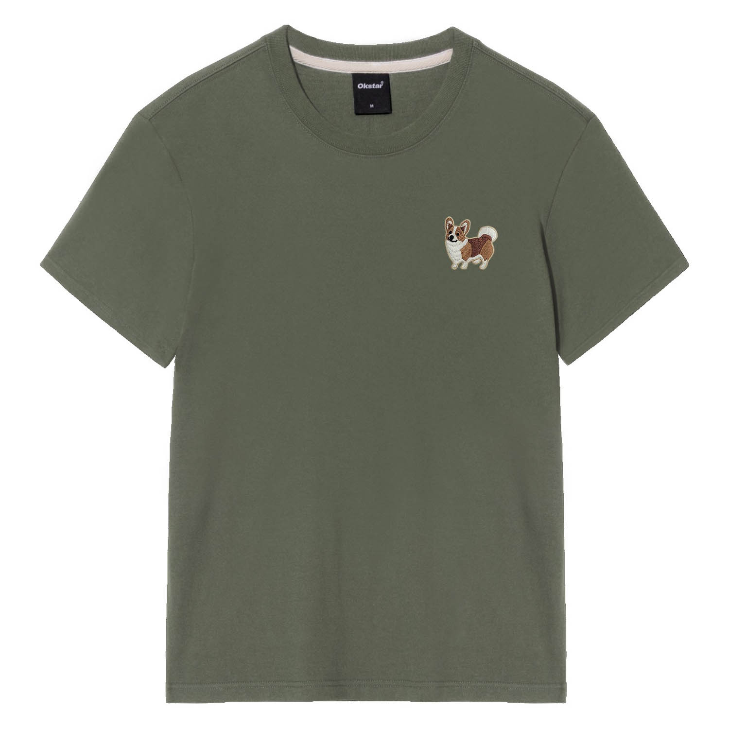 옥스타 남녀공용 스마일리 웰시코기 자수 반팔 티셔츠 5TS006 22,900원