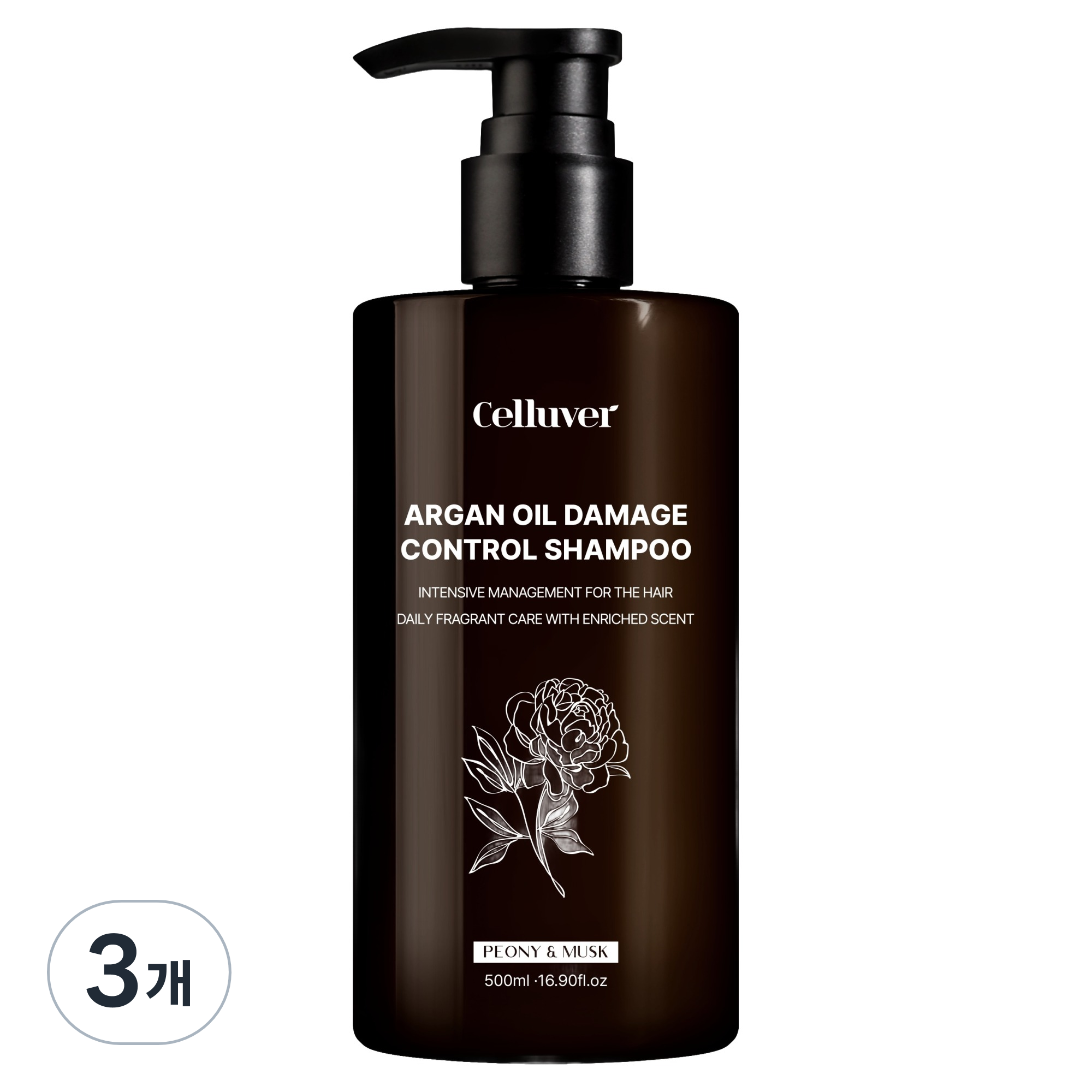 셀러버 아르간 오일 데미지 컨트롤 샴푸 피오니 앤 머스크, 500ml, 3개 53,440원