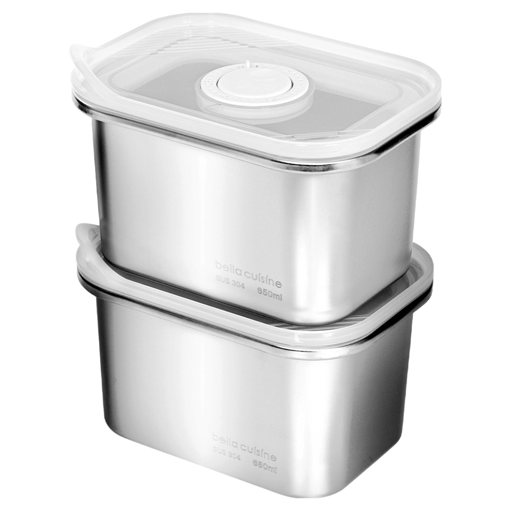 벨라쿠진 스텐 직사각 밀폐용기 냉장 냉동 반찬통 밧드, 2개, 650ml 19,900원