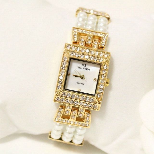 정사각 진주 팔찌 스퀘어 큐빅라인 시계 진주 체인 여성시계 48,000원