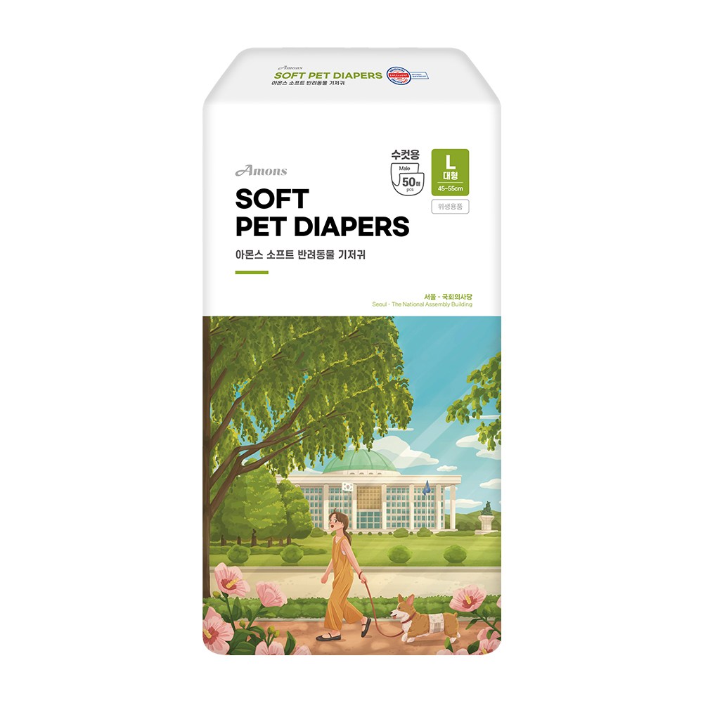 아몬스 수컷용 강아지 기저귀 30p, 대형, 1개, 50개입 24,010원