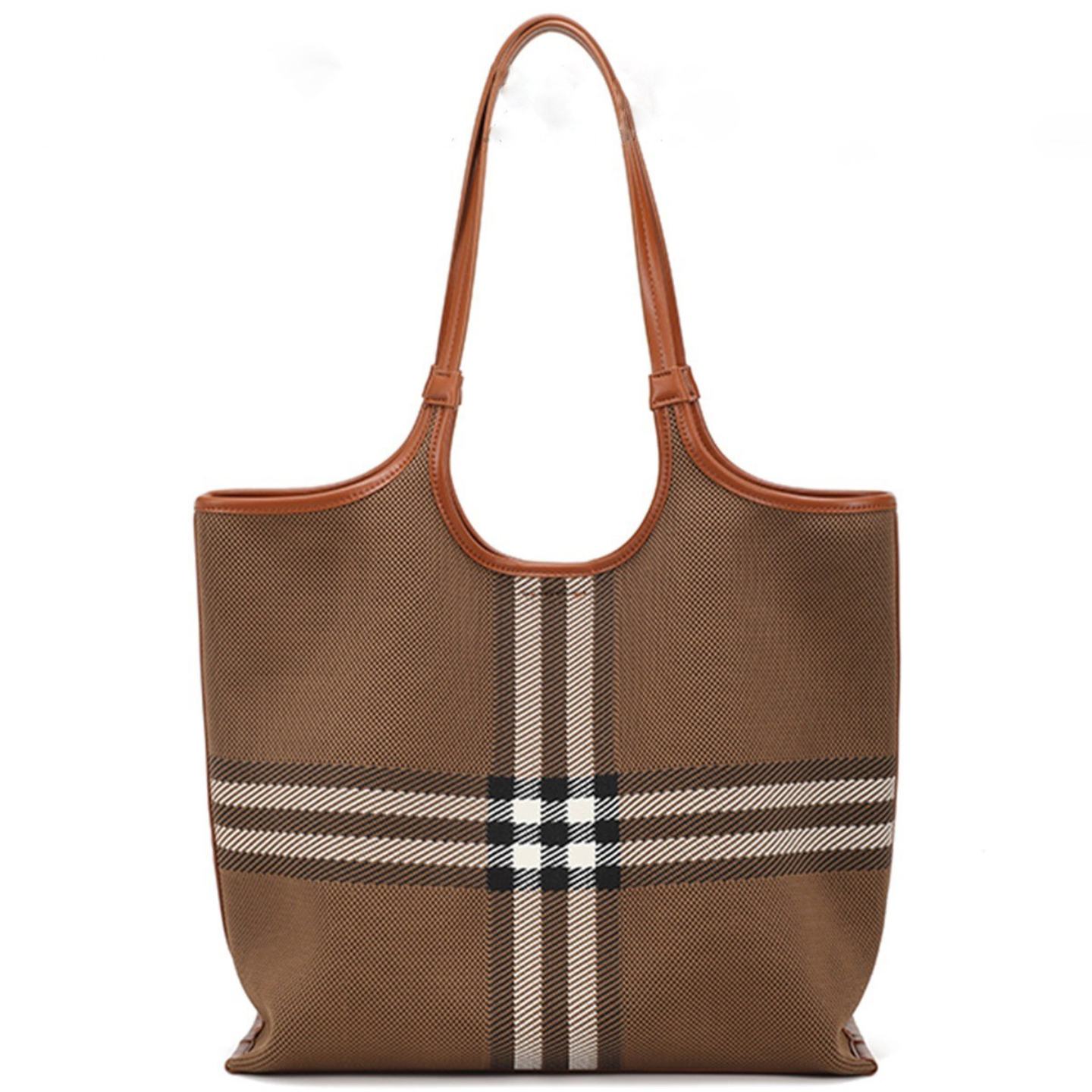 카리아스 휘뚜루마뚜루 데일리 체크 니트 숄더백 빅사이즈 쇼퍼백 29,500원