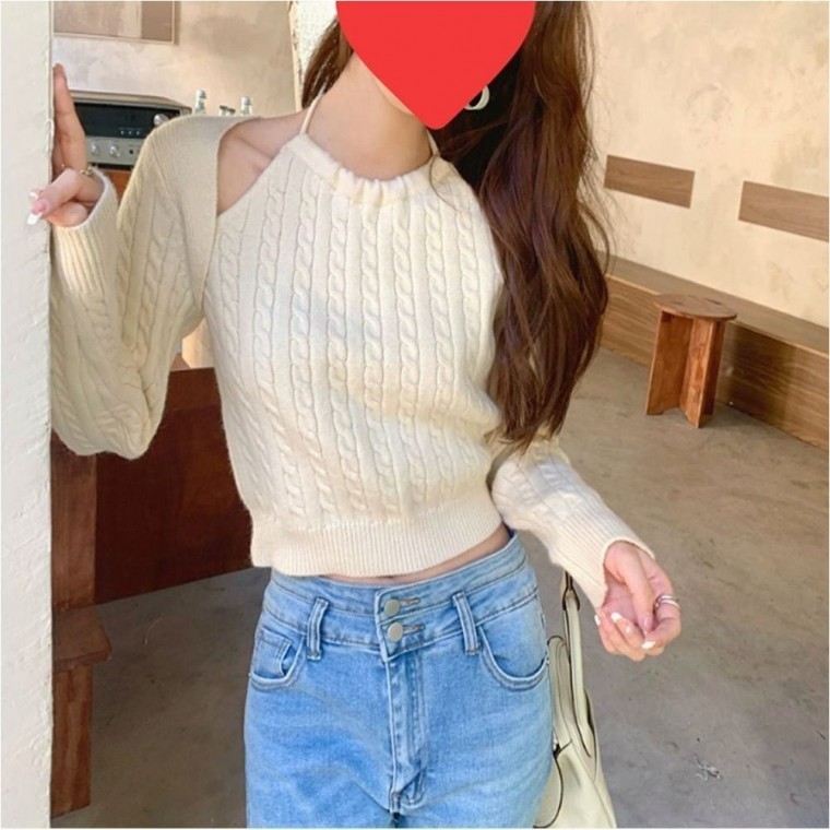 일체 여리핏 여름 홀터넥 레이어드 여자 볼레로 니트 49,000원