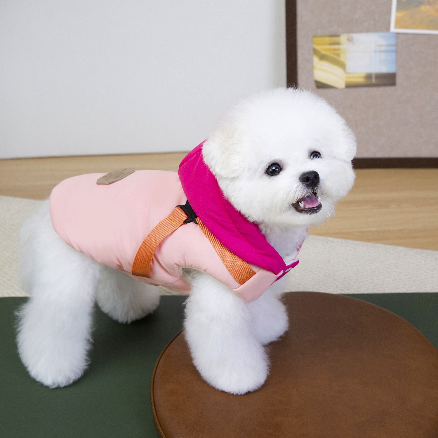 루비바 튼튼한 하네스 겨울 강아지 후드 올인원 패딩 점퍼, 1개, 로즈 28,300원