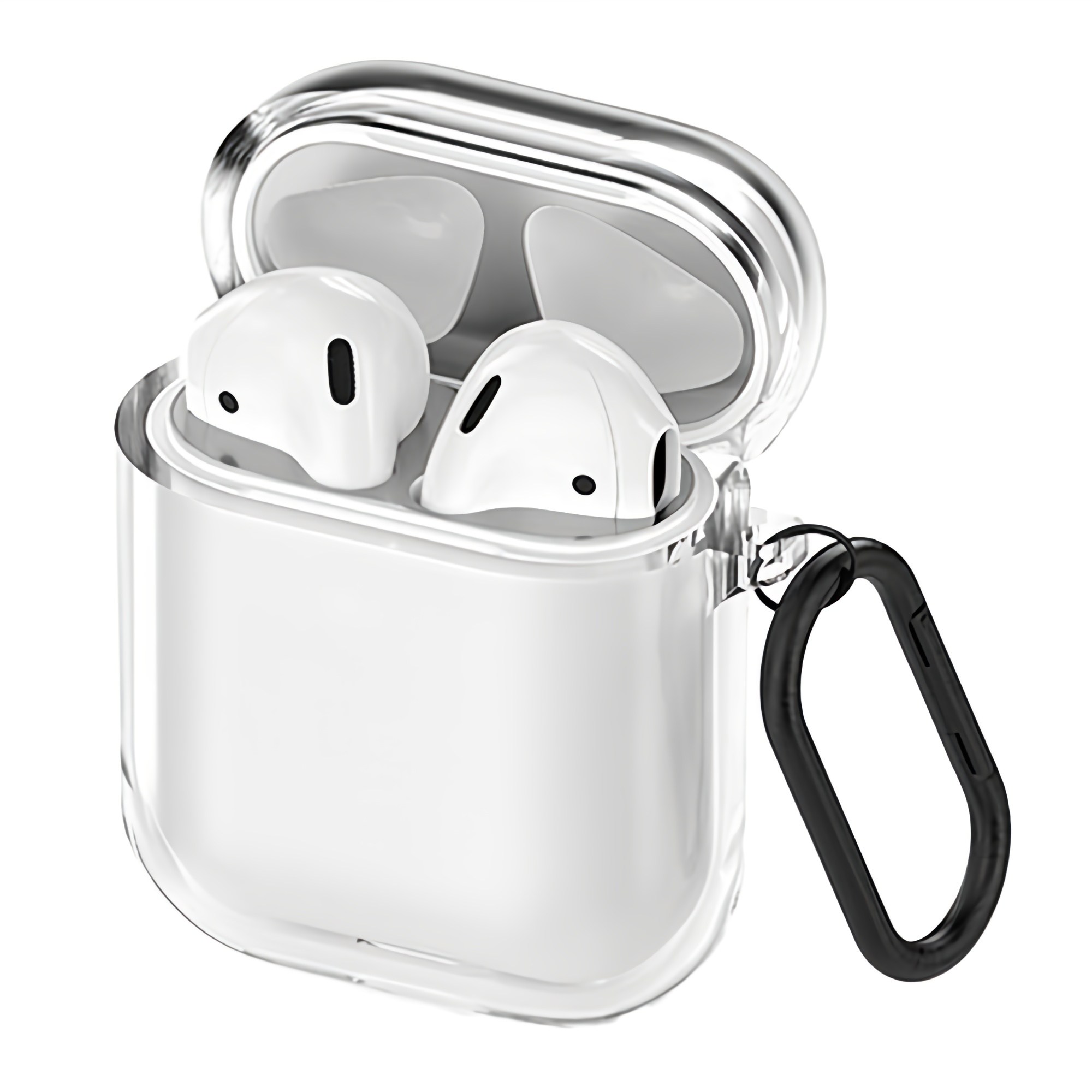 신지모루 변색방지 에어팟 TPU 케이스 + 철가루 방지 스티커 + 카라비너 세트, 에어팟 1/2세대, 투명(케이스), 1개 7,930원