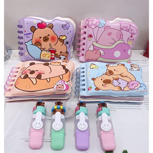 브헤오떼 퐁신 카피바라 감성 문구세트 스프링노트 + 형광펜 귀여운 구성 6,100원