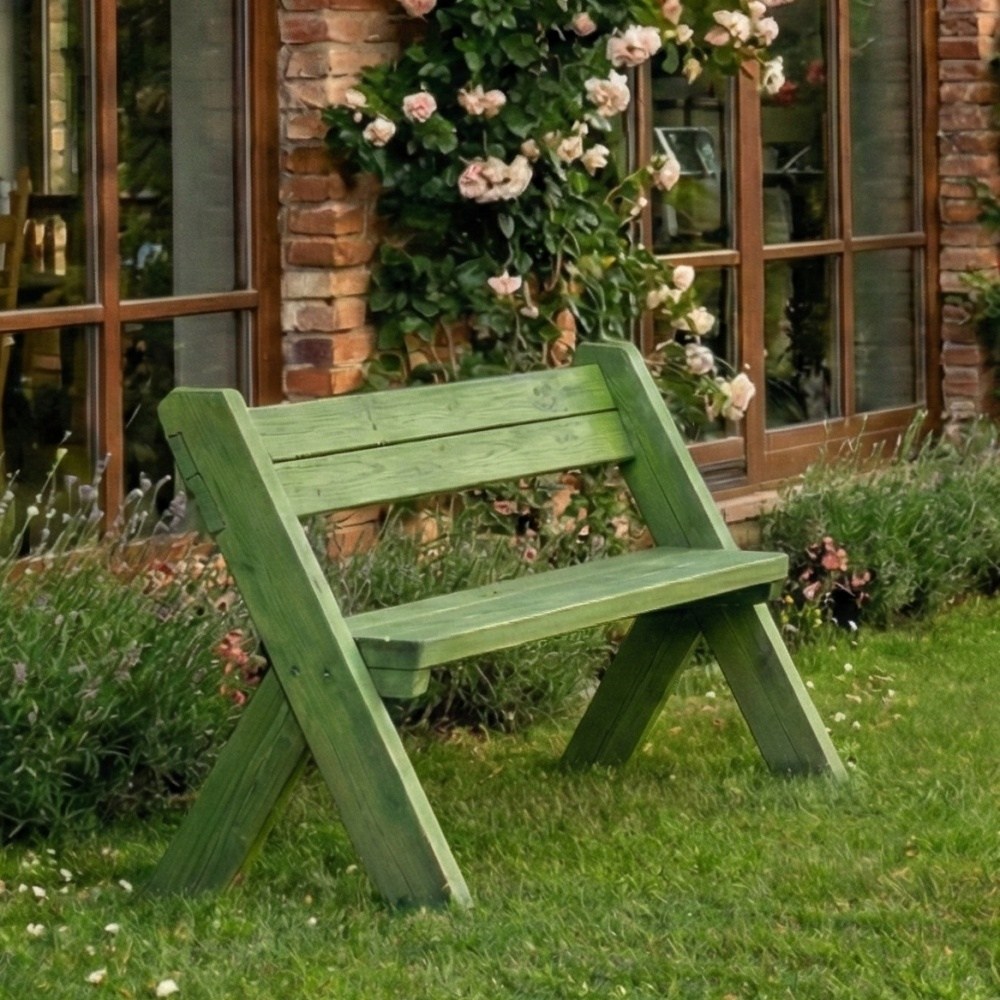 파인힐 감성 컬러 야외벤치 2인용 원목 등받이 정원 카페 벤치 전원주택 펜션용, 그린 98,000원