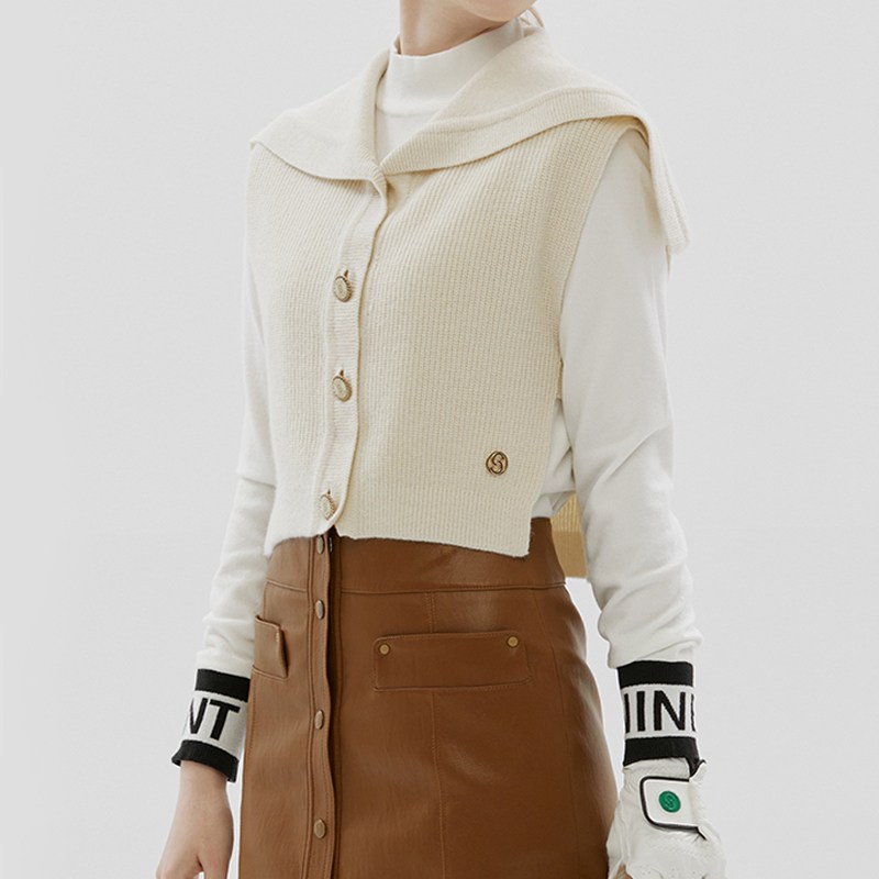 [세인트나인] 여성 와이드넥 스웨터 베스트 IVORY 90,710원