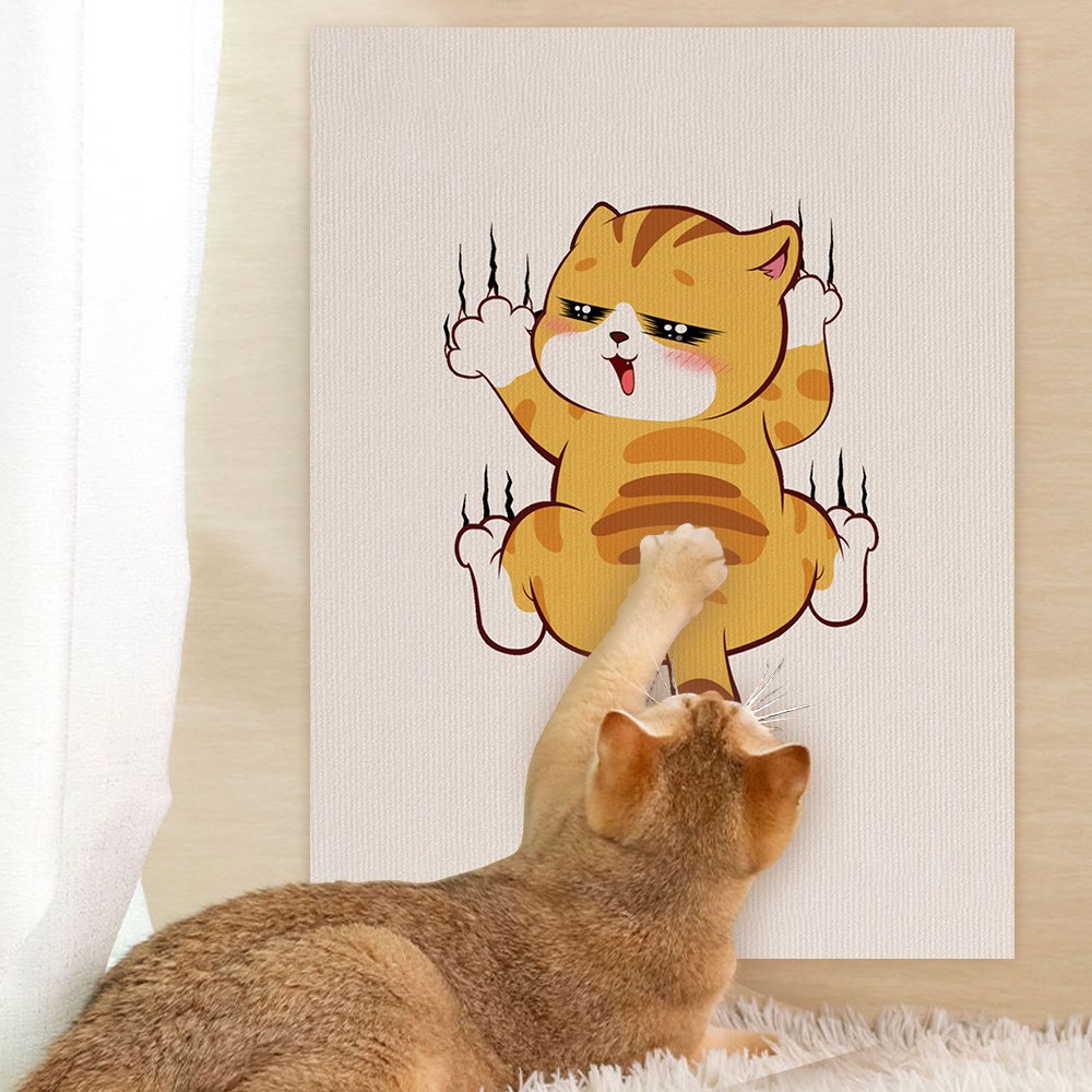Jeernare 캐릭터 고양이 스크래쳐 탈부착식 고양이 스크래처 잘라쓰는 고양이 스크레쳐 카페트 대형, 1개, 옐로 17,900원