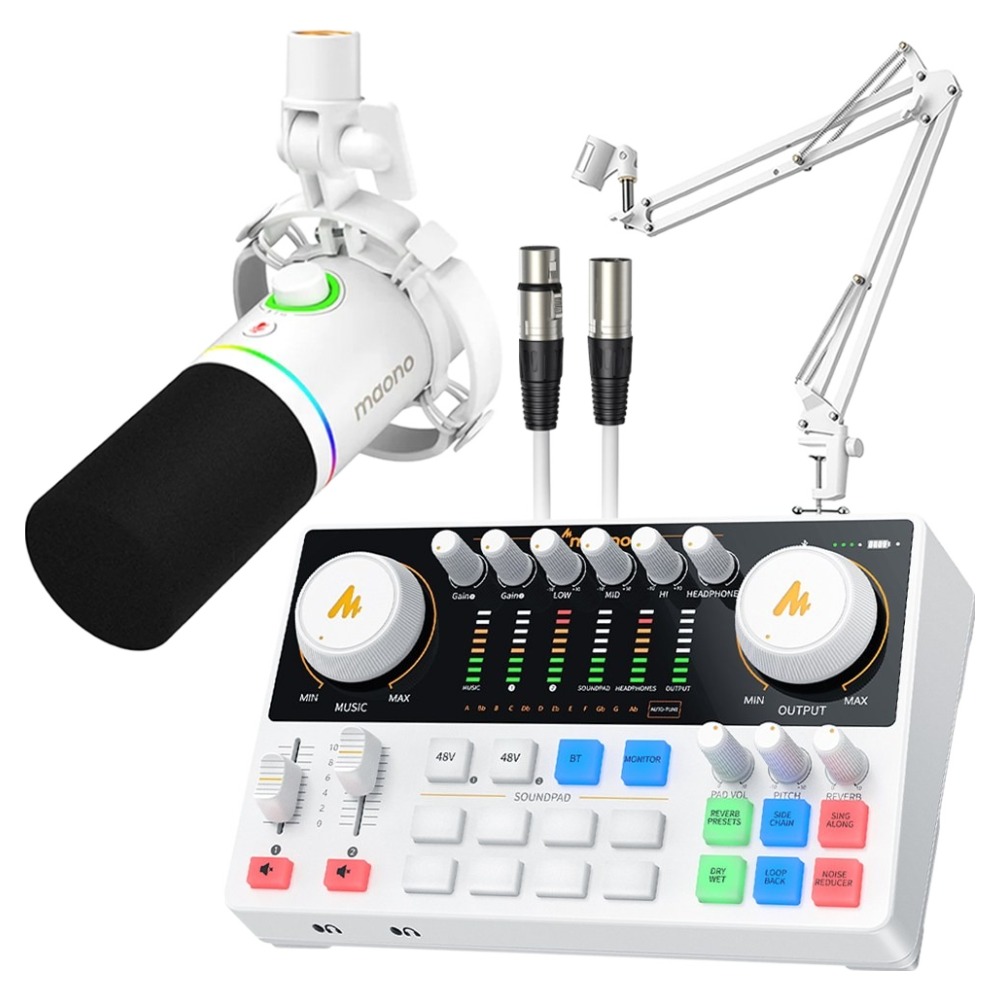 마오노 캐스터 스트리밍 오디오 믹서 휴대용 블루투스 인터페이스 XLR USB 다이나믹 마이크 스탠드 화이트 패키지 세트 300,490원