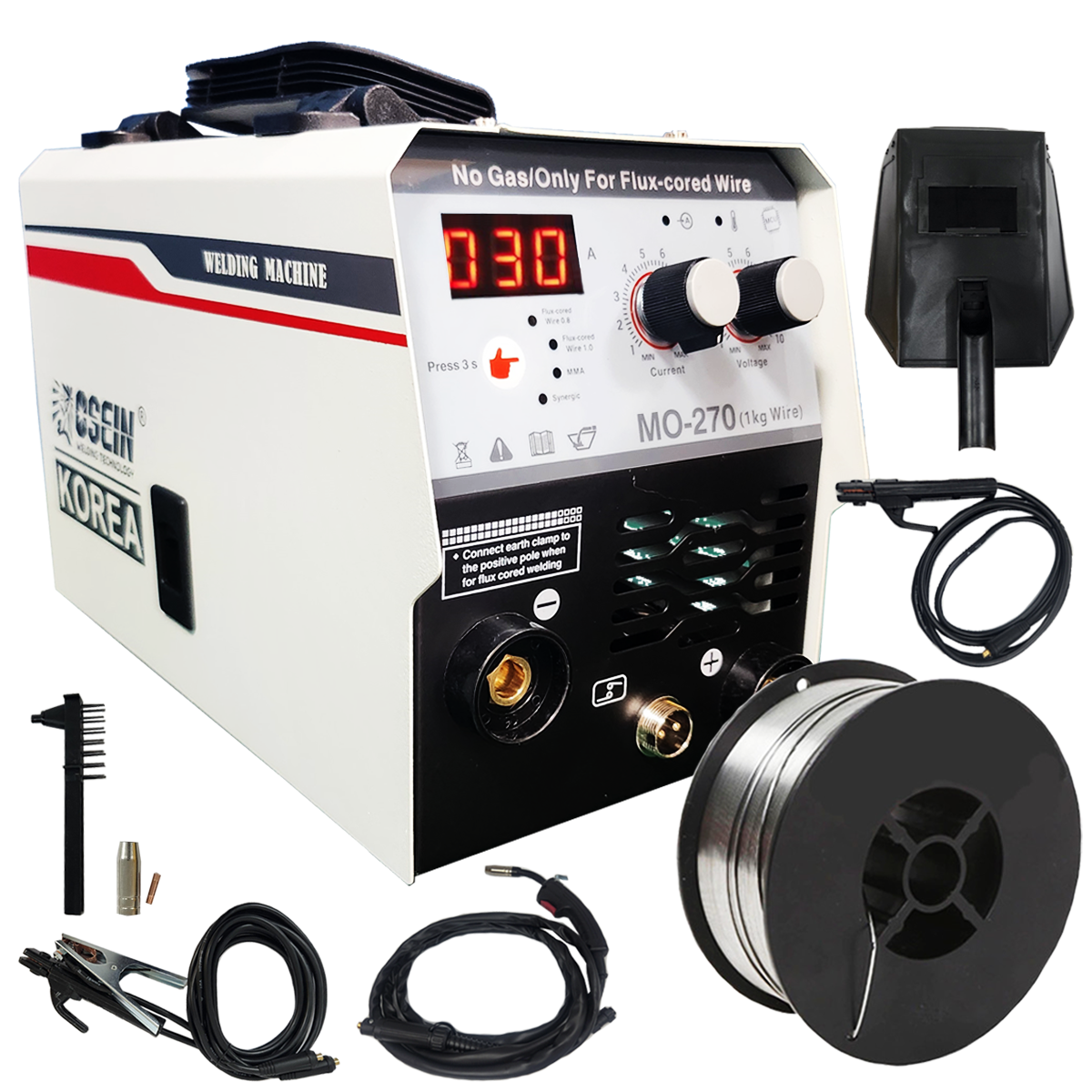 오쎈 논가스용접기 CO2용접기 노가스 휴대용 MO-270+용접봉0.5kg+용접면 풀세트 134,900원