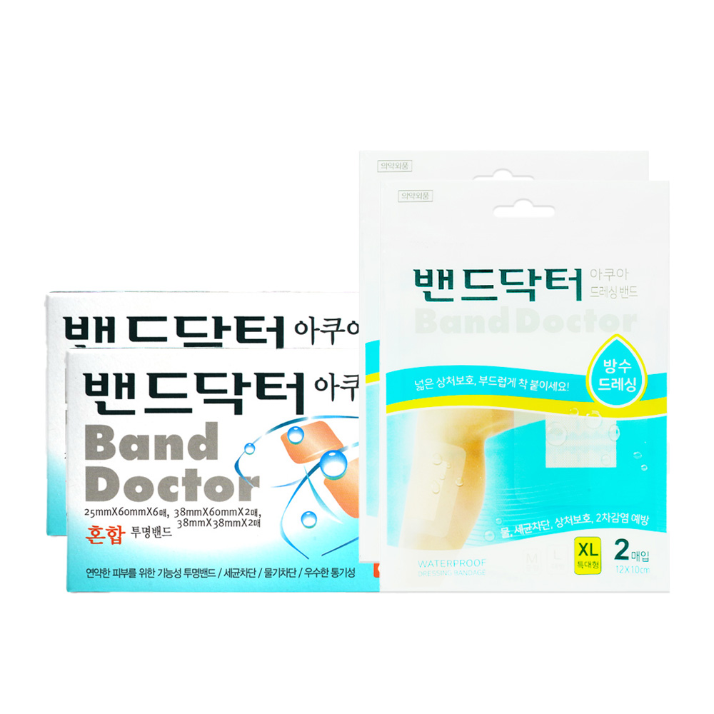 밴드닥터 아쿠아드레싱 밴드 XL 특대형 2매입 x 2 + 아쿠아밴드 혼합형 10매 x 2, 2세트, 현재가 9,500원