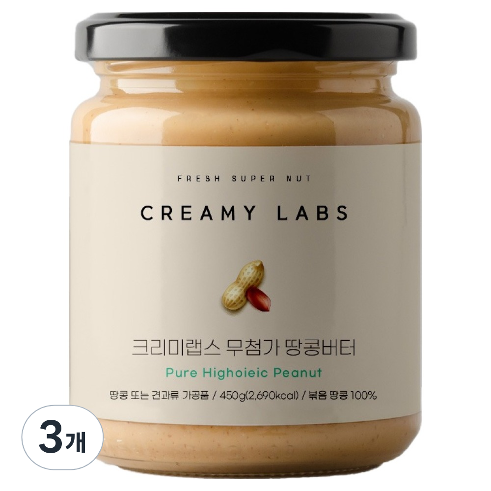 크리미랩스 무첨가 땅콩버터, 450g, 3개 36,270원
