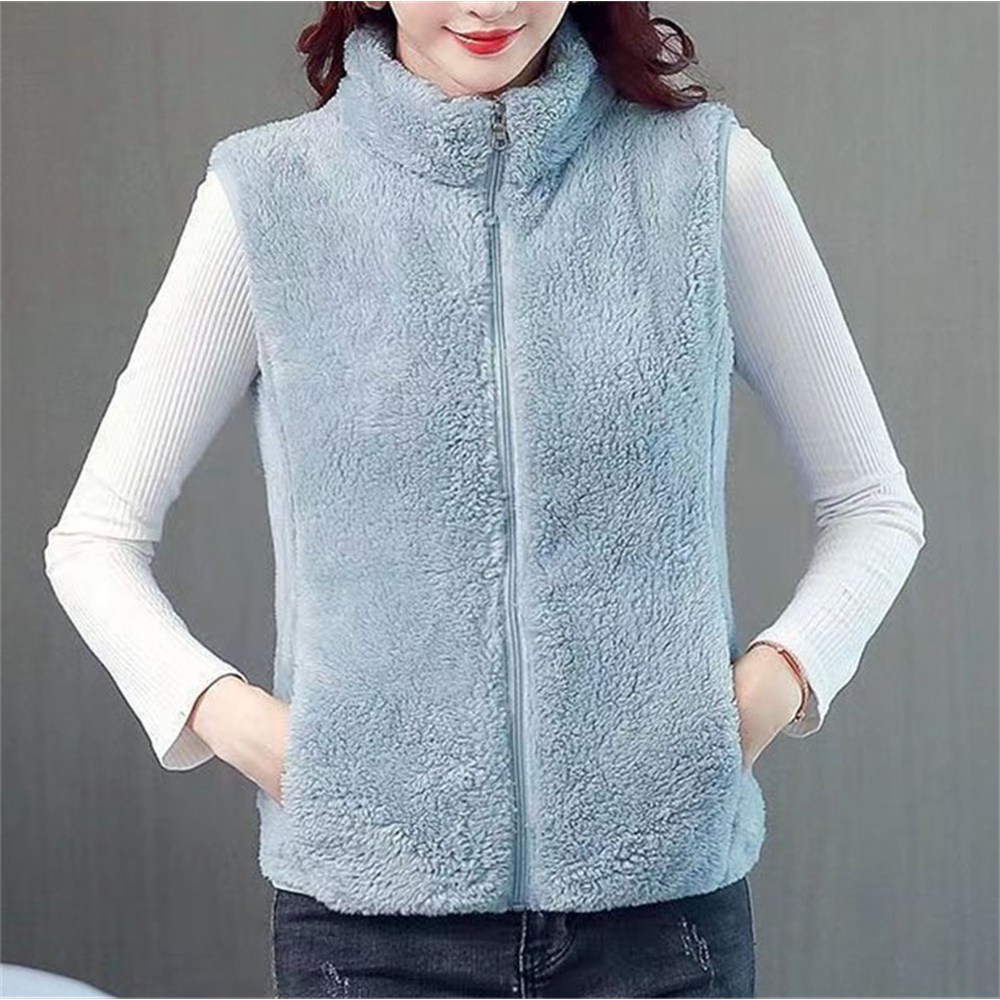 TKX 뽀글이조끼 여성 가을 겨울 오버핏 플리스 베스트 하이넥 레이어드 레트로 18,000원