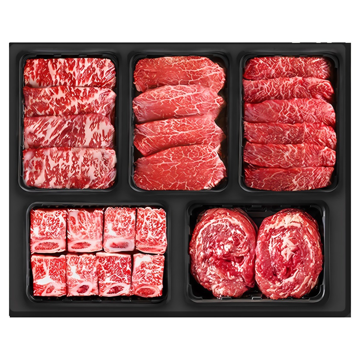 횡성한우 5구 [쿠가]혼합선물세트6[특수부위1팩+찜갈비1팩(700g)+안심or채끝2팩+불고기1팩총2.7kg 357,500원