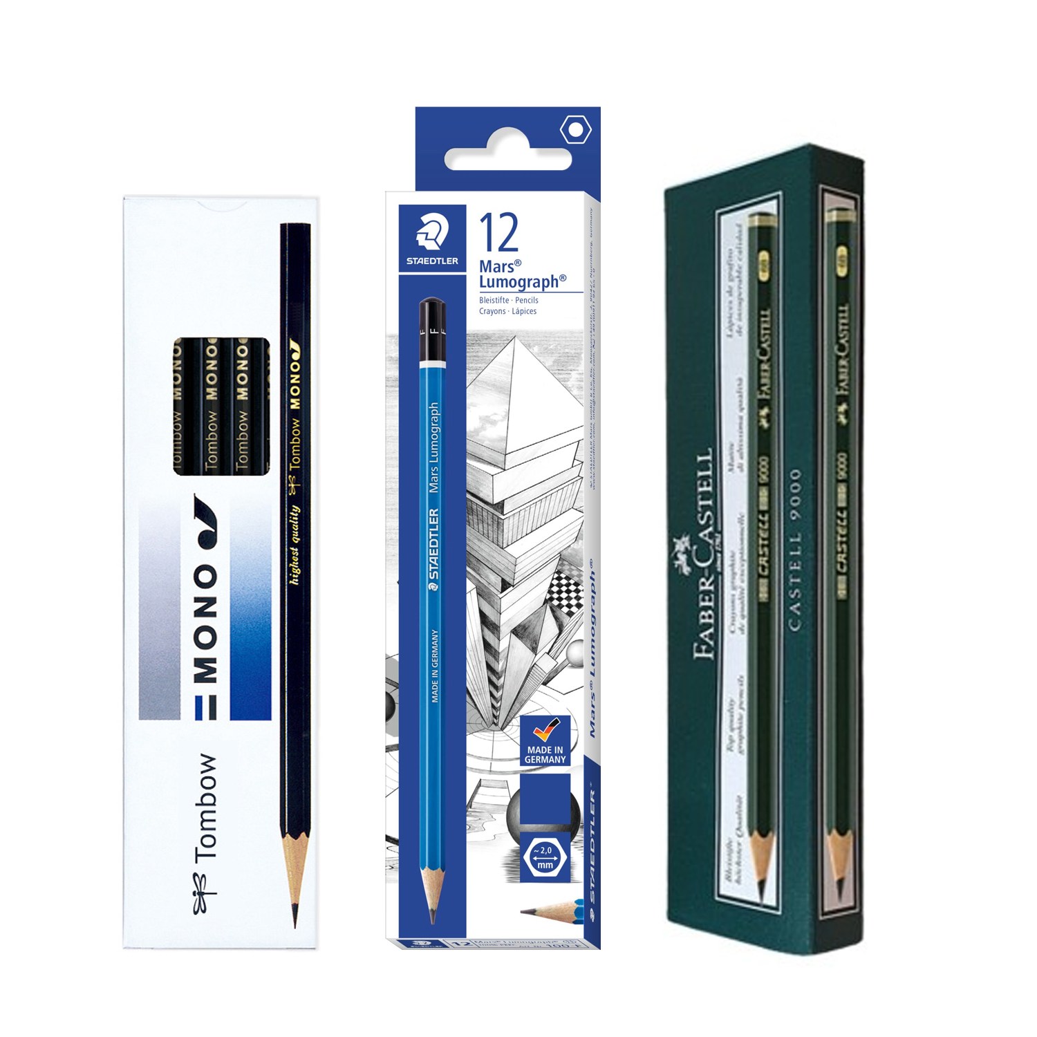 톰보 / 스테들러 / 파버카스텔 드로잉 연필 - 1타스(12자루) 12,990원