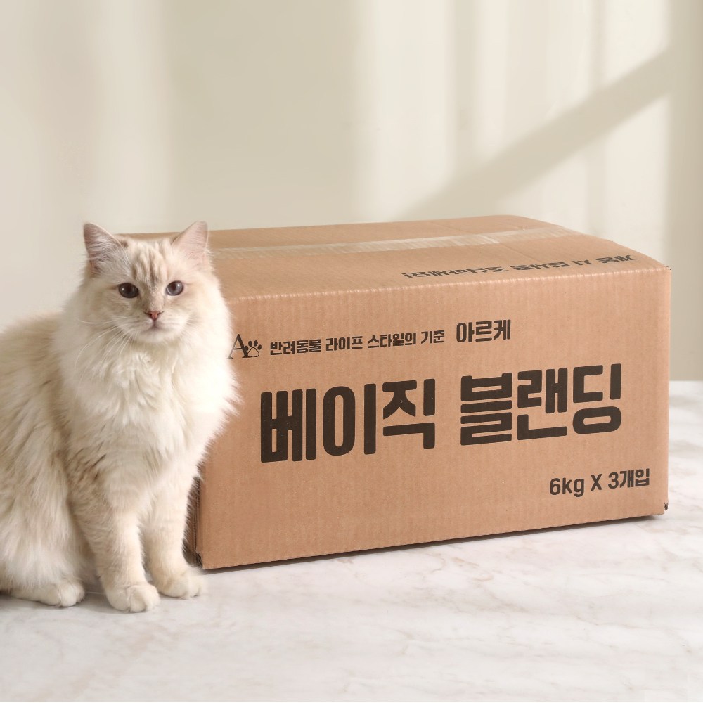 아르케 베이직블렌딩 가성비 벤토나이트 고양이모래, 무향, 3팩, 6kg 17,500원