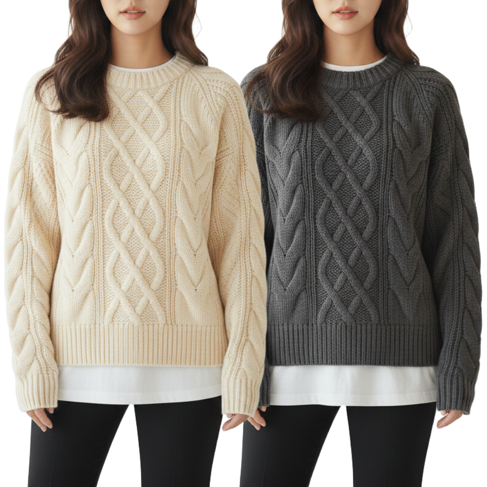 메종코랄 여성 라운드넥 꽈베기 니트 티셔츠 캐주얼 긴팔 44,800원